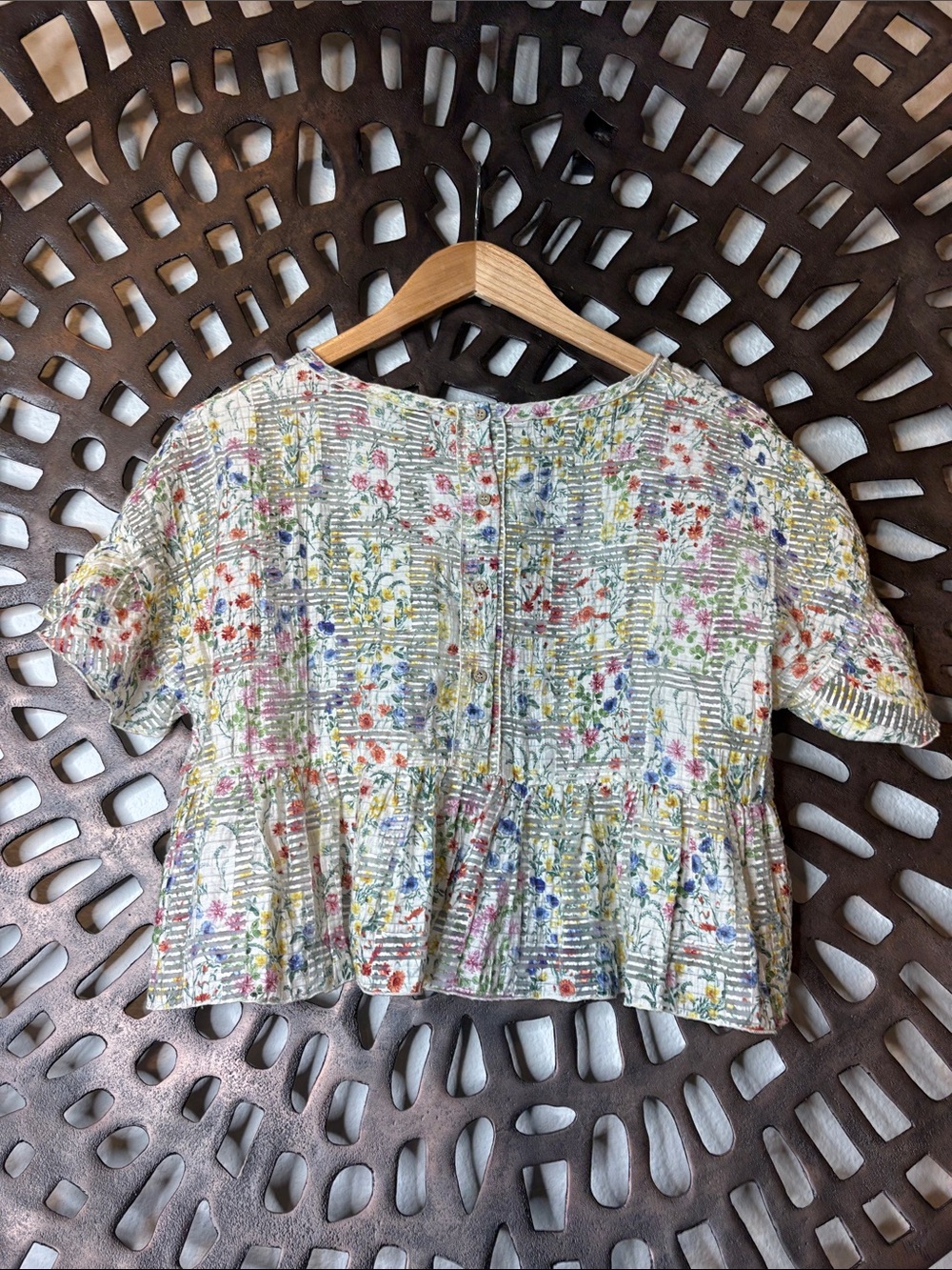 🌸 Zara Cottagecore Floral Peplum Top Women’s Small Multicolor Lightweight 🌸 - Picture 5 of 10
